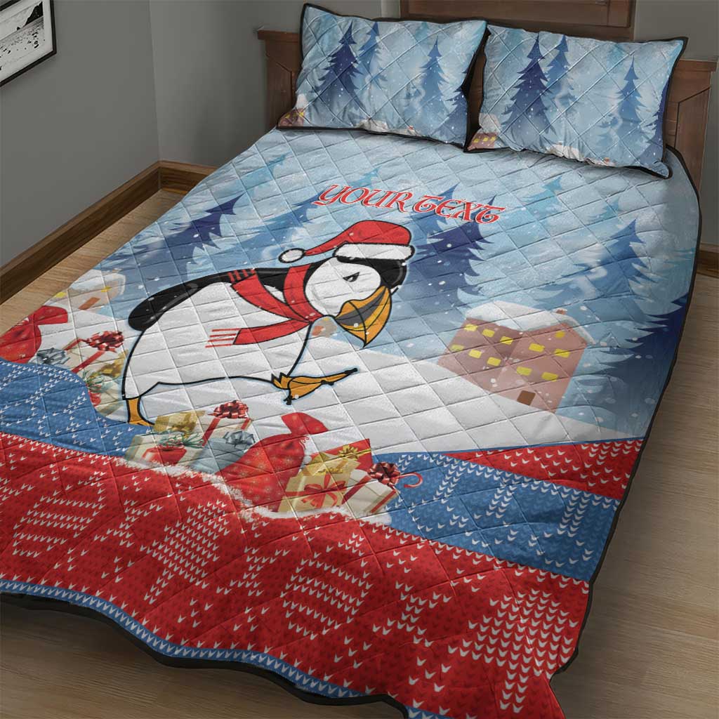 Personalised Puffin Iceland Christmas Quilt Bed Set Merry Xmas Winter Vibes - Wonder Print Shop