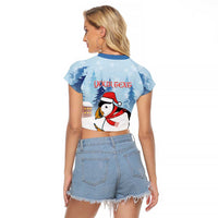 Personalised Puffin Iceland Christmas Raglan Cropped T Shirt Merry Xmas Winter Vibes - Wonder Print Shop