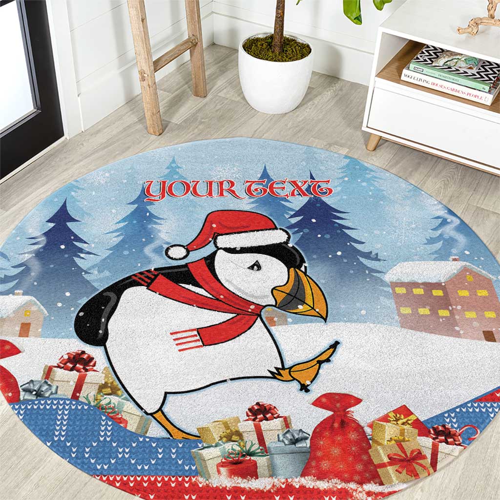 Personalised Puffin Iceland Christmas Round Carpet Merry Xmas Winter Vibes - Wonder Print Shop
