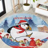 Personalised Puffin Iceland Christmas Round Carpet Merry Xmas Winter Vibes - Wonder Print Shop