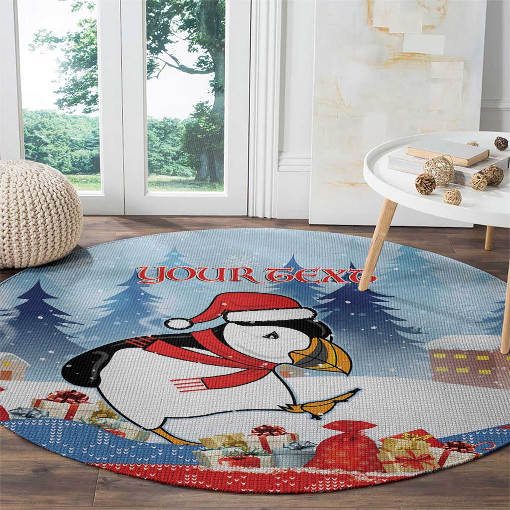 Personalised Puffin Iceland Christmas Round Carpet Merry Xmas Winter Vibes - Wonder Print Shop