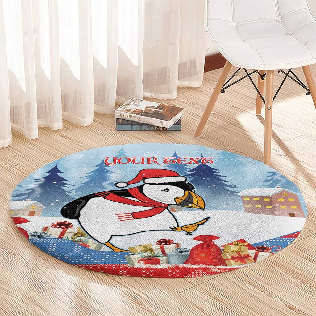 Personalised Puffin Iceland Christmas Round Carpet Merry Xmas Winter Vibes - Wonder Print Shop