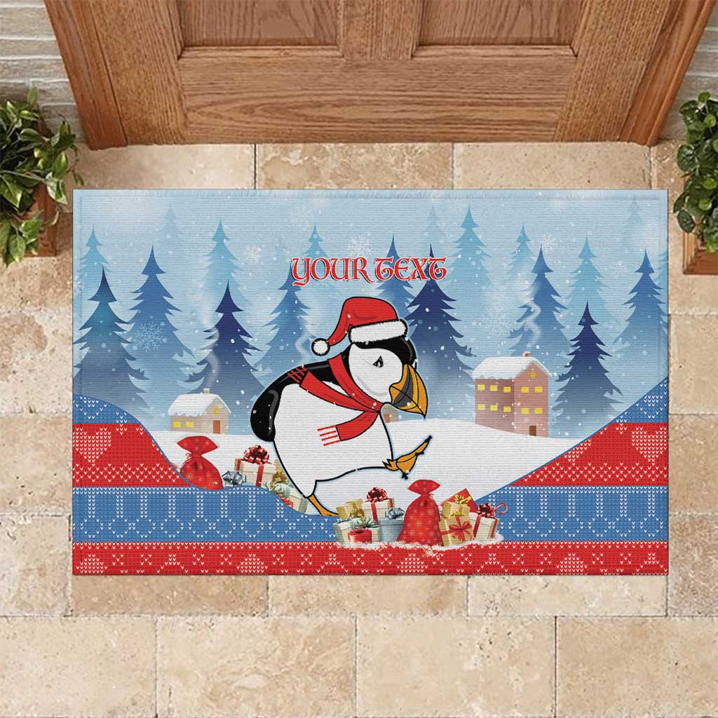 Personalised Puffin Iceland Christmas Rubber Doormat Merry Xmas Winter Vibes - Wonder Print Shop