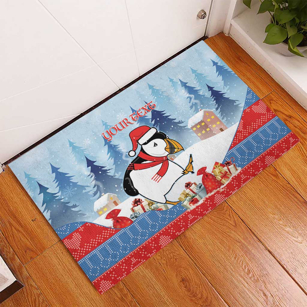 Personalised Puffin Iceland Christmas Rubber Doormat Merry Xmas Winter Vibes - Wonder Print Shop