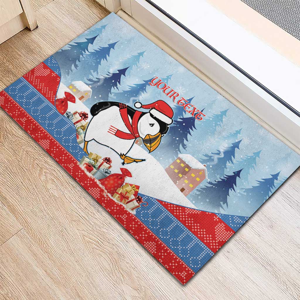 Personalised Puffin Iceland Christmas Rubber Doormat Merry Xmas Winter Vibes - Wonder Print Shop