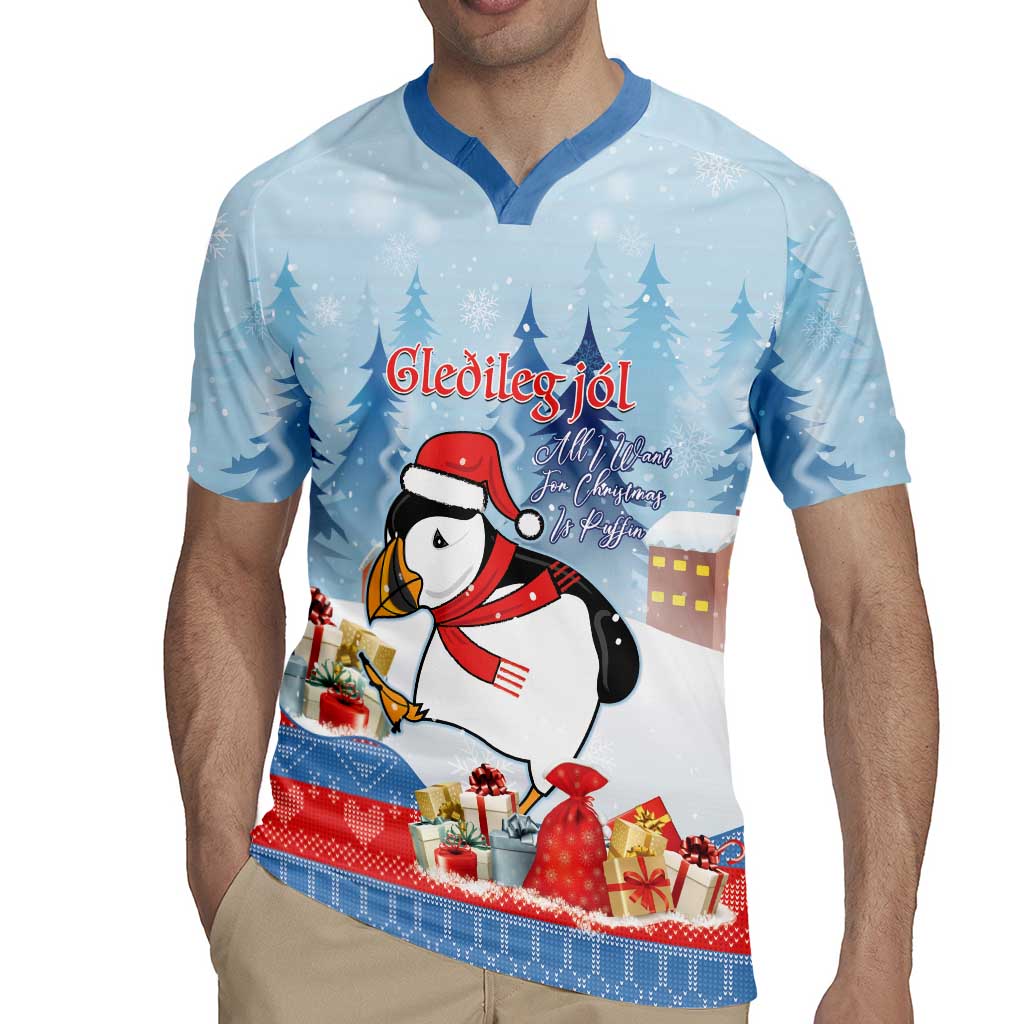 Personalised Puffin Iceland Christmas Rugby Jersey Merry Xmas Winter Vibes - Wonder Print Shop