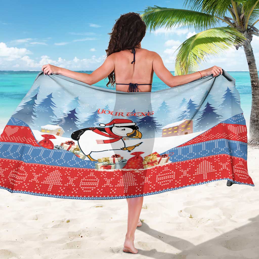 Personalised Puffin Iceland Christmas Sarong Merry Xmas Winter Vibes - Wonder Print Shop