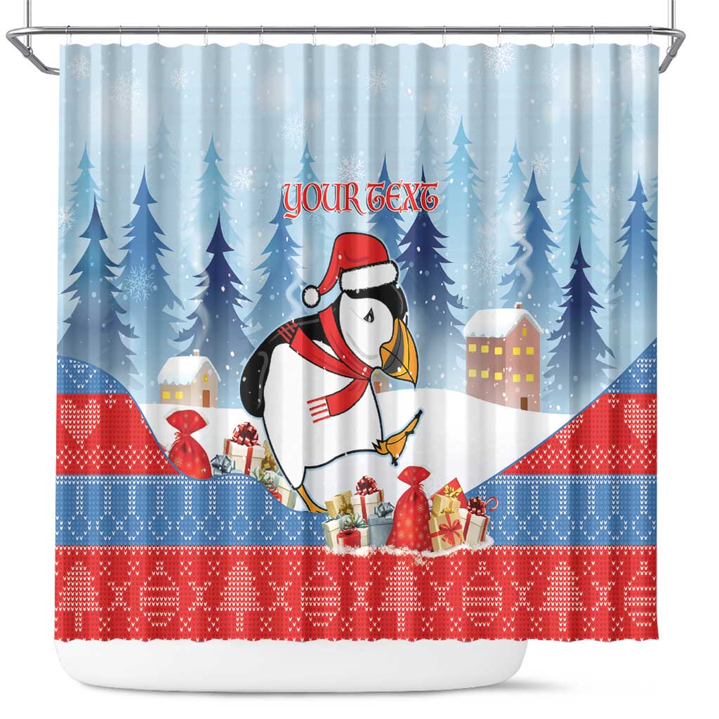 Personalised Puffin Iceland Christmas Shower Curtain Merry Xmas Winter Vibes - Wonder Print Shop