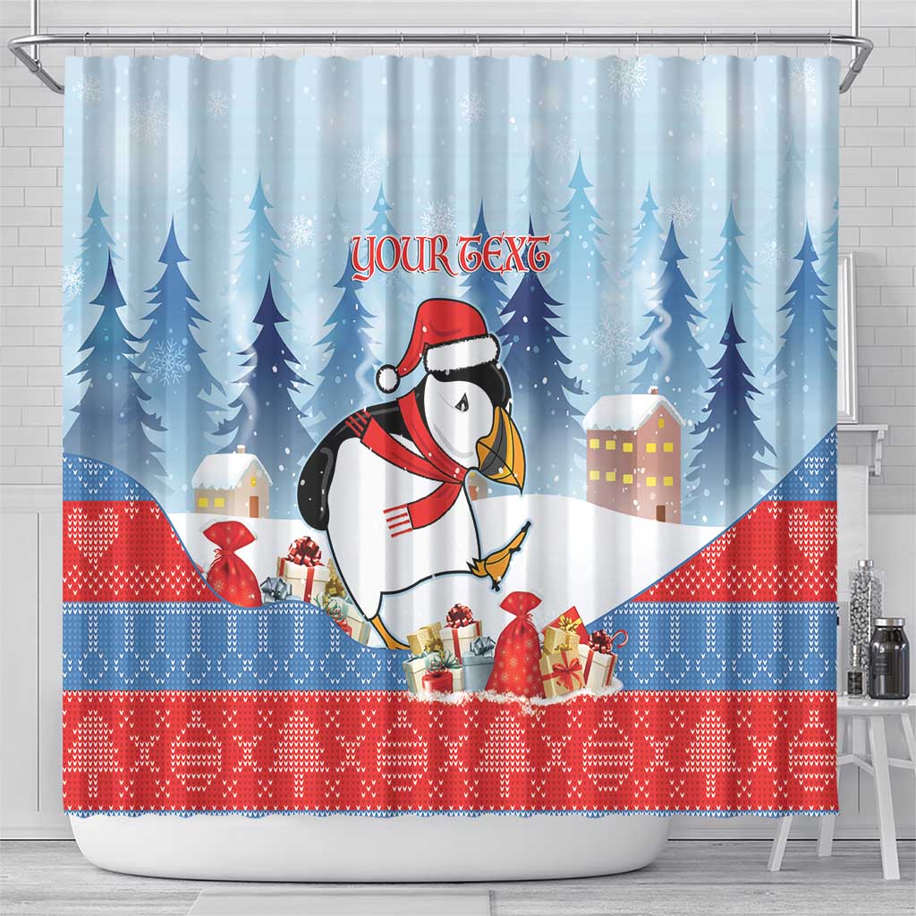 Personalised Puffin Iceland Christmas Shower Curtain Merry Xmas Winter Vibes - Wonder Print Shop