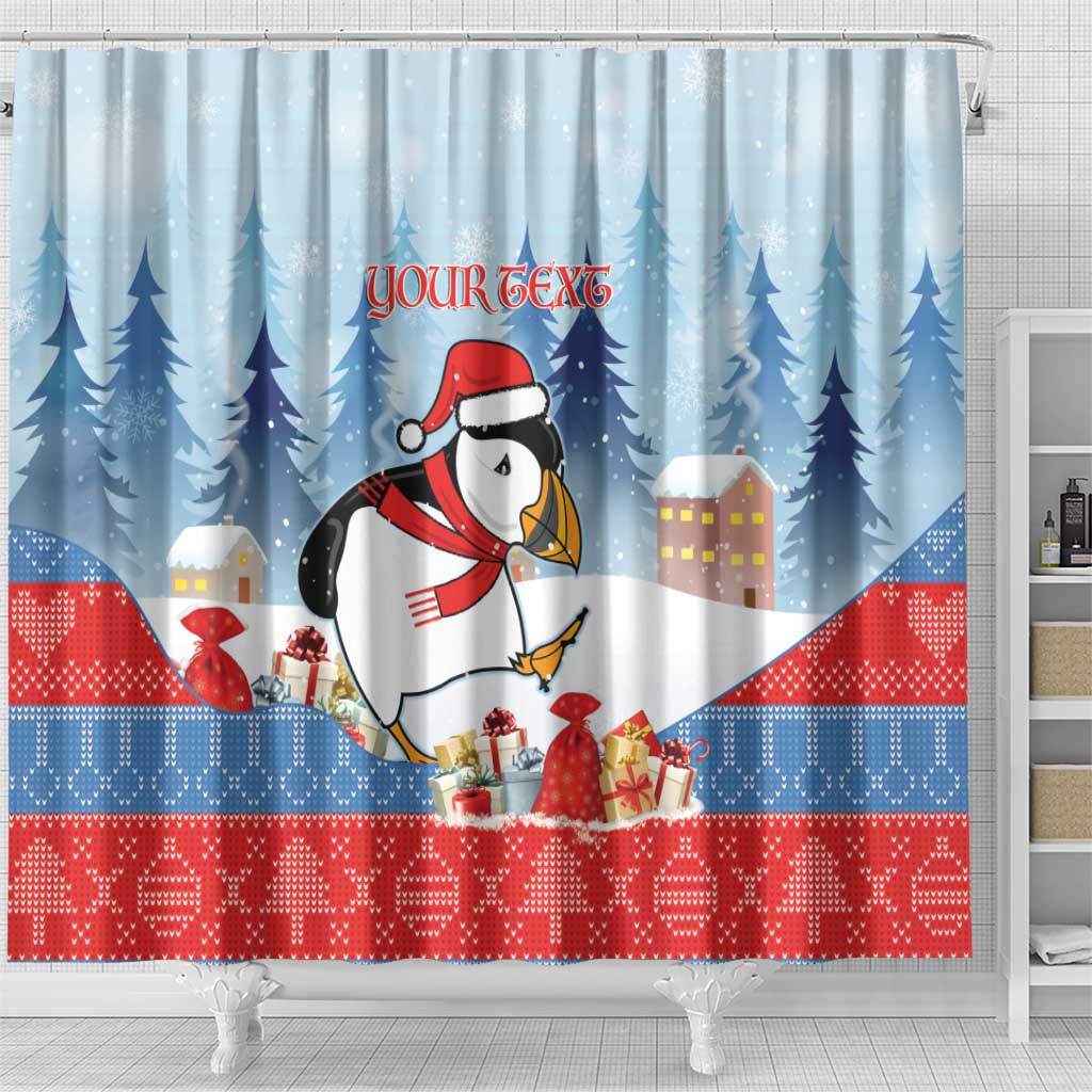 Personalised Puffin Iceland Christmas Shower Curtain Merry Xmas Winter Vibes - Wonder Print Shop