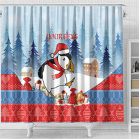Personalised Puffin Iceland Christmas Shower Curtain Merry Xmas Winter Vibes - Wonder Print Shop