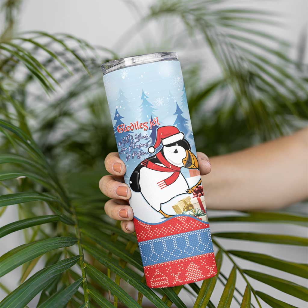 Personalised Puffin Iceland Christmas Skinny Tumbler Merry Xmas Winter Vibes - Wonder Print Shop