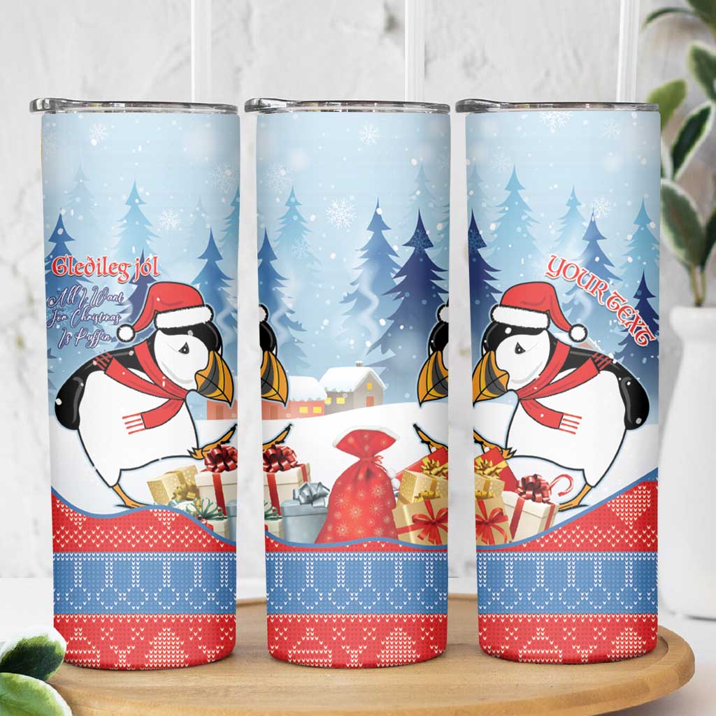 Personalised Puffin Iceland Christmas Skinny Tumbler Merry Xmas Winter Vibes - Wonder Print Shop