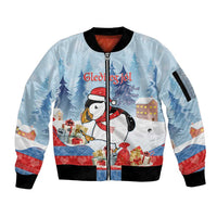 Personalised Puffin Iceland Christmas Sleeve Zip Bomber Jacket Merry Xmas Winter Vibes - Wonder Print Shop