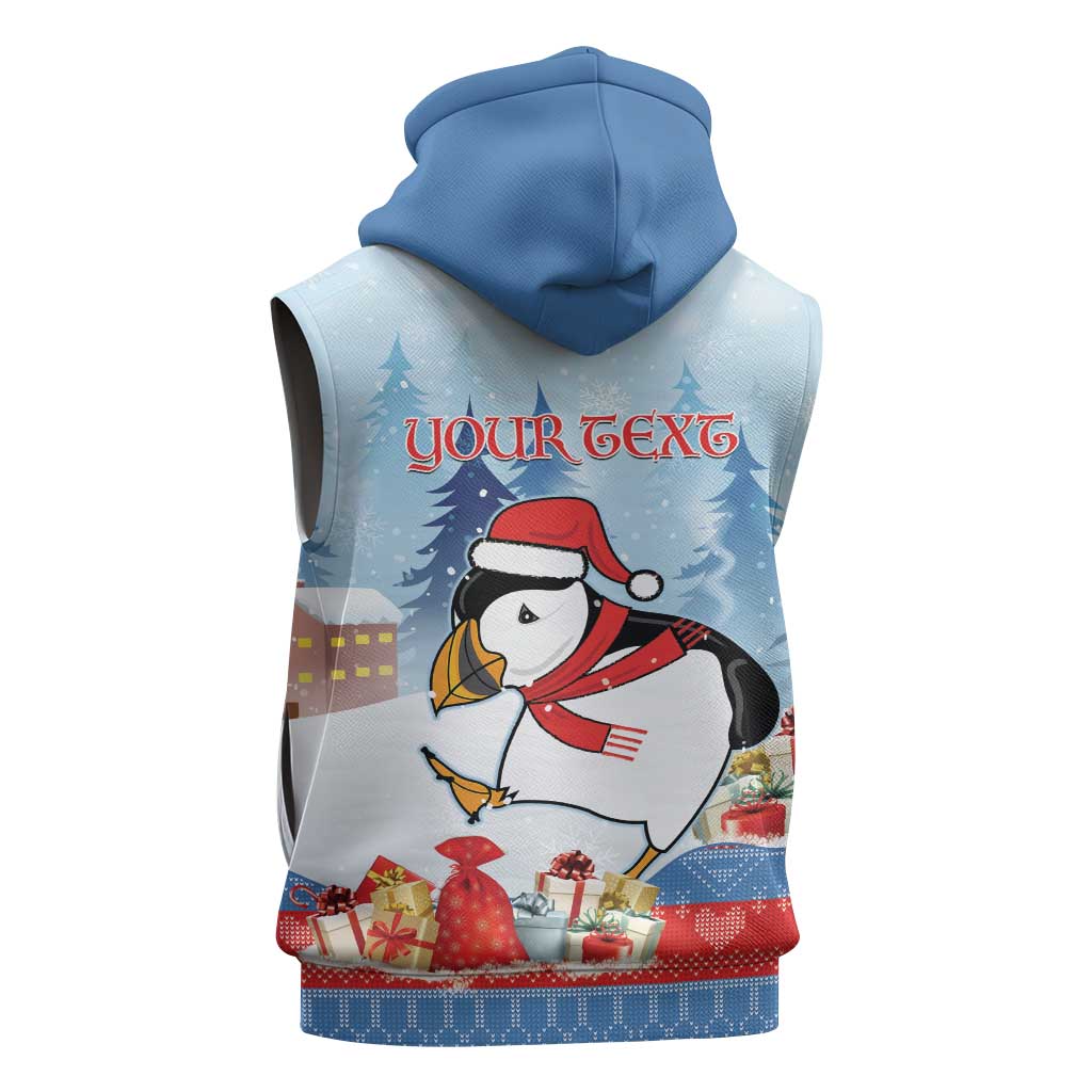 Personalised Puffin Iceland Christmas Sleeveless Hoodie Merry Xmas Winter Vibes - Wonder Print Shop