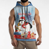 Personalised Puffin Iceland Christmas Sleeveless Zip Hoodie Merry Xmas Winter Vibes - Wonder Print Shop