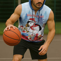 Personalised Puffin Iceland Christmas Sleeveless Zip Hoodie Merry Xmas Winter Vibes - Wonder Print Shop