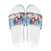 Personalised Puffin Iceland Christmas Slide Sandals Merry Xmas Winter Vibes - Wonder Print Shop