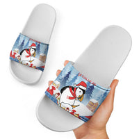 Personalised Puffin Iceland Christmas Slide Sandals Merry Xmas Winter Vibes - Wonder Print Shop