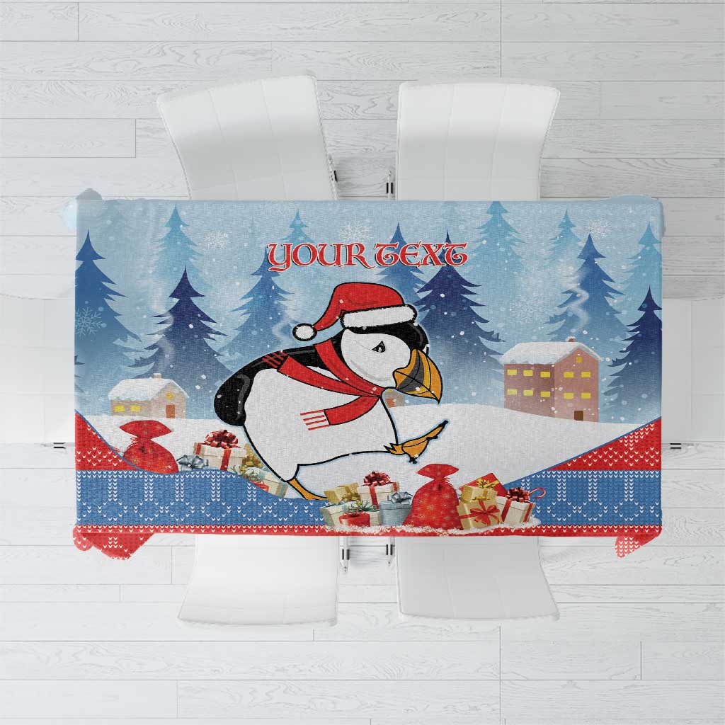 Personalised Puffin Iceland Christmas Tablecloth Merry Xmas Winter Vibes - Wonder Print Shop