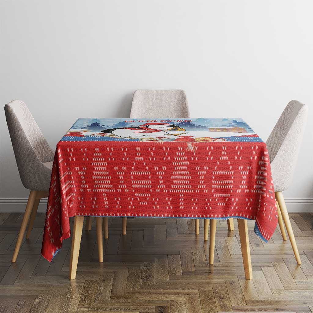 Personalised Puffin Iceland Christmas Tablecloth Merry Xmas Winter Vibes - Wonder Print Shop