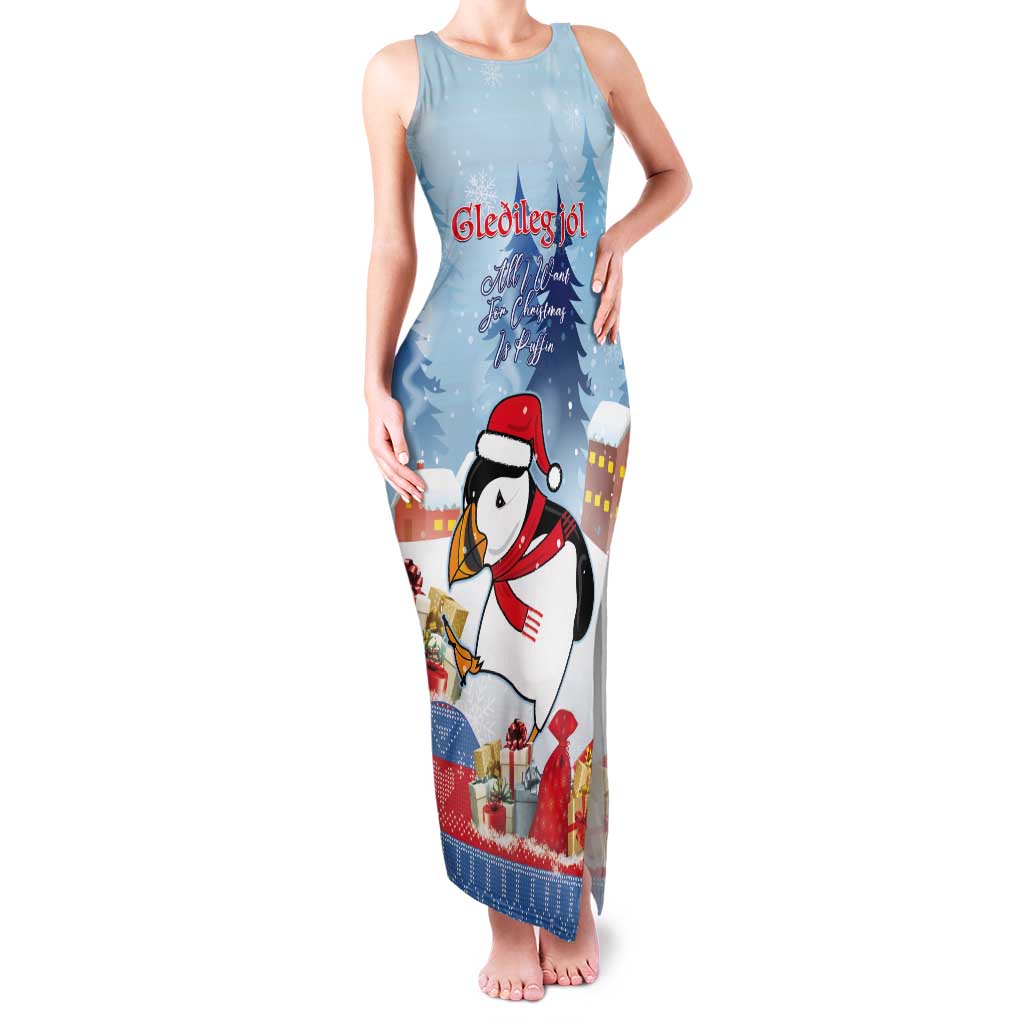 Personalised Puffin Iceland Christmas Tank Maxi Dress Merry Xmas Winter Vibes - Wonder Print Shop