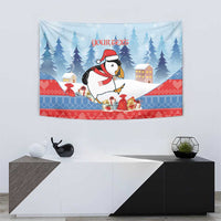 Personalised Puffin Iceland Christmas Tapestry Merry Xmas Winter Vibes - Wonder Print Shop