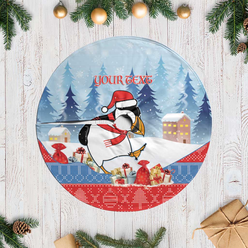 Personalised Puffin Iceland Christmas Tree Skirt Merry Xmas Winter Vibes - Wonder Print Shop