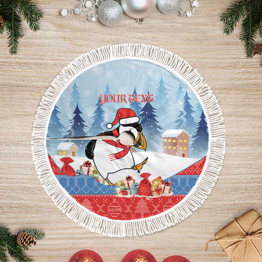 Personalised Puffin Iceland Christmas Tree Skirt Merry Xmas Winter Vibes - Wonder Print Shop