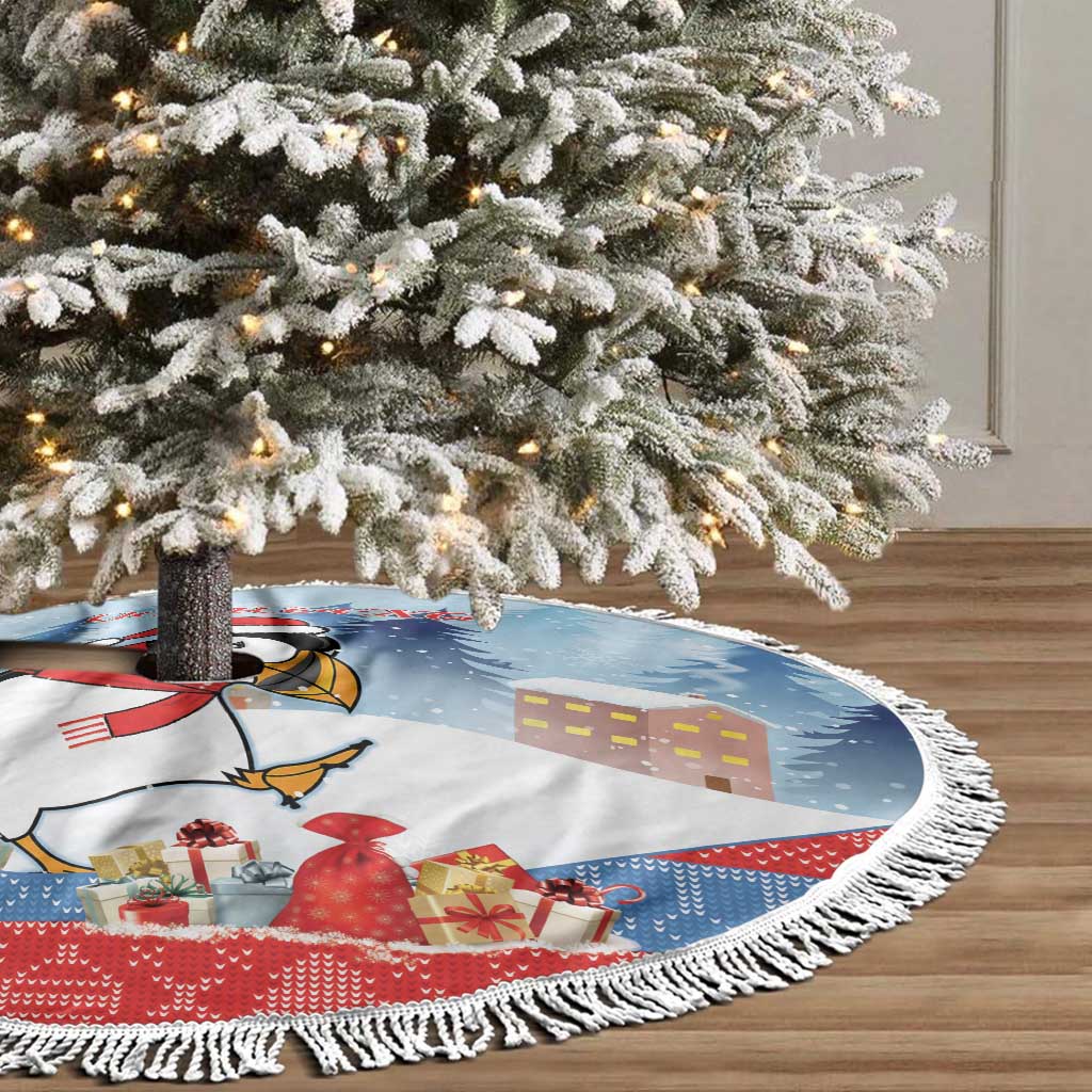 Personalised Puffin Iceland Christmas Tree Skirt Merry Xmas Winter Vibes - Wonder Print Shop