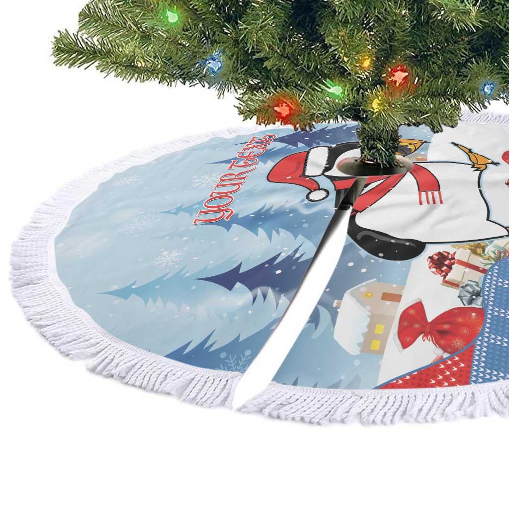 Personalised Puffin Iceland Christmas Tree Skirt Merry Xmas Winter Vibes - Wonder Print Shop