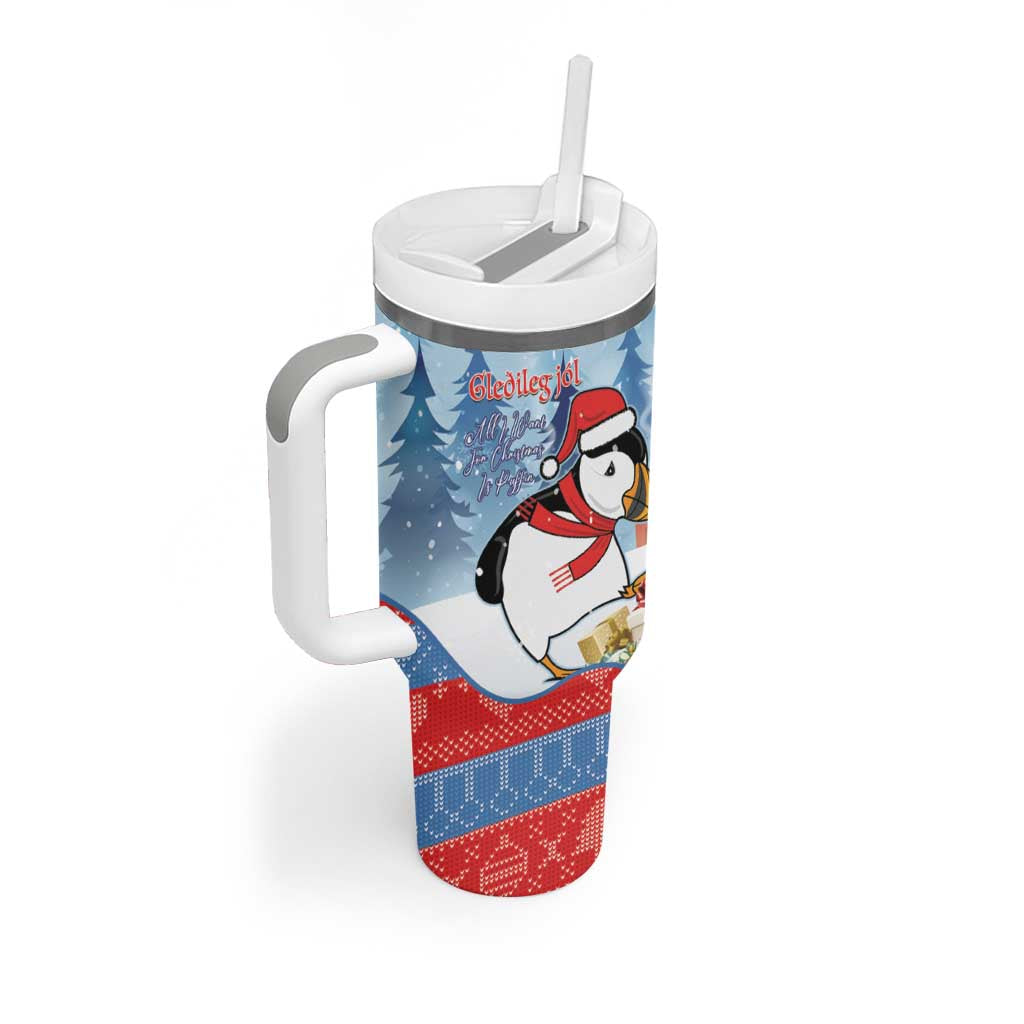 Personalised Puffin Iceland Christmas Tumbler With Handle Merry Xmas Winter Vibes - Wonder Print Shop