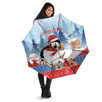Personalised Puffin Iceland Christmas Umbrella Merry Xmas Winter Vibes - Wonder Print Shop