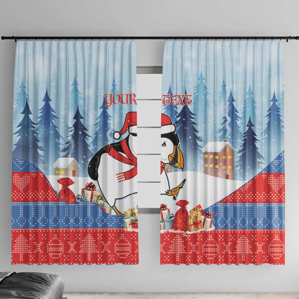 Personalised Puffin Iceland Christmas Window Curtain Merry Xmas Winter Vibes - Wonder Print Shop
