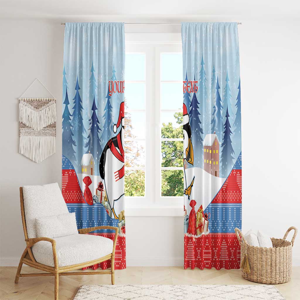 Personalised Puffin Iceland Christmas Window Curtain Merry Xmas Winter Vibes - Wonder Print Shop