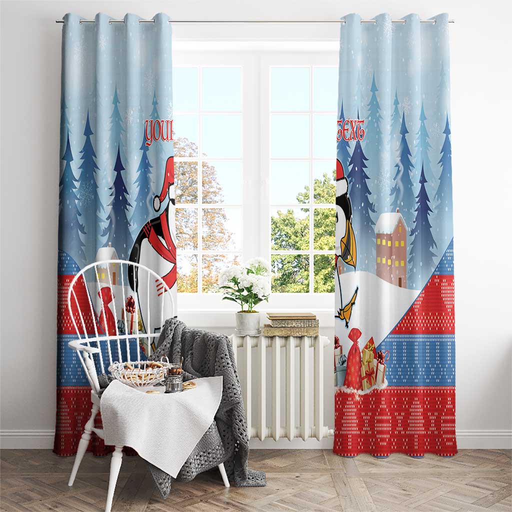 Personalised Puffin Iceland Christmas Window Curtain Merry Xmas Winter Vibes - Wonder Print Shop