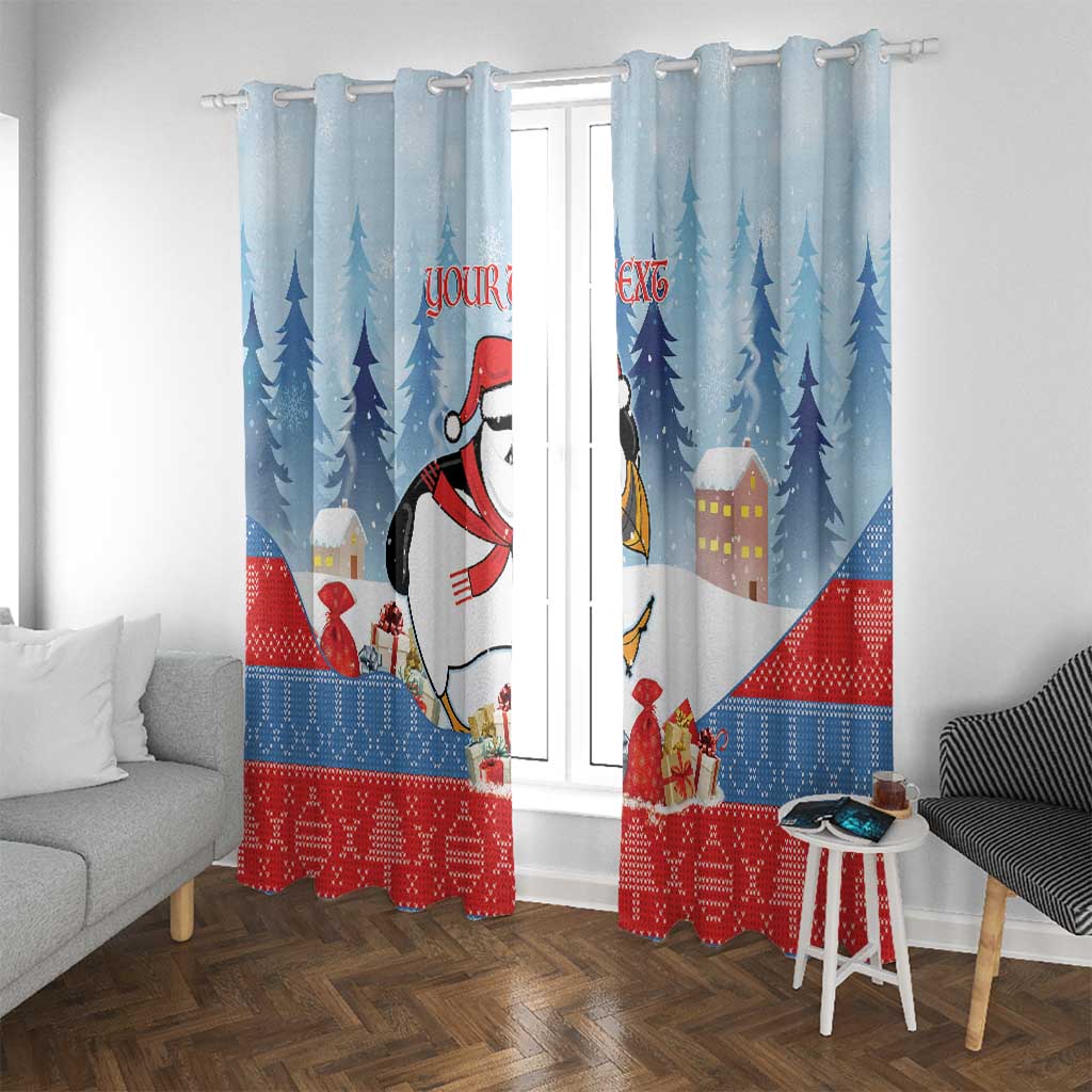 Personalised Puffin Iceland Christmas Window Curtain Merry Xmas Winter Vibes - Wonder Print Shop