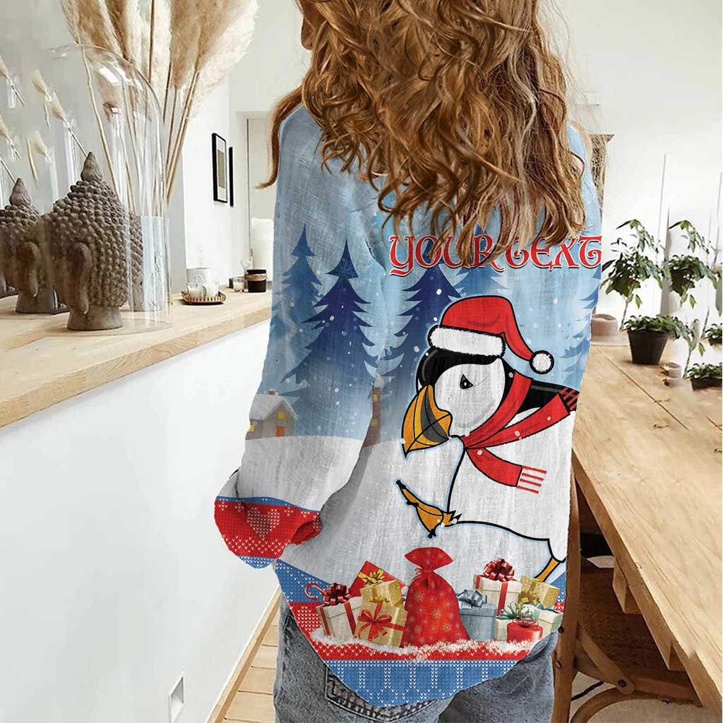 Personalised Puffin Iceland Christmas Women Casual Shirt Merry Xmas Winter Vibes - Wonder Print Shop