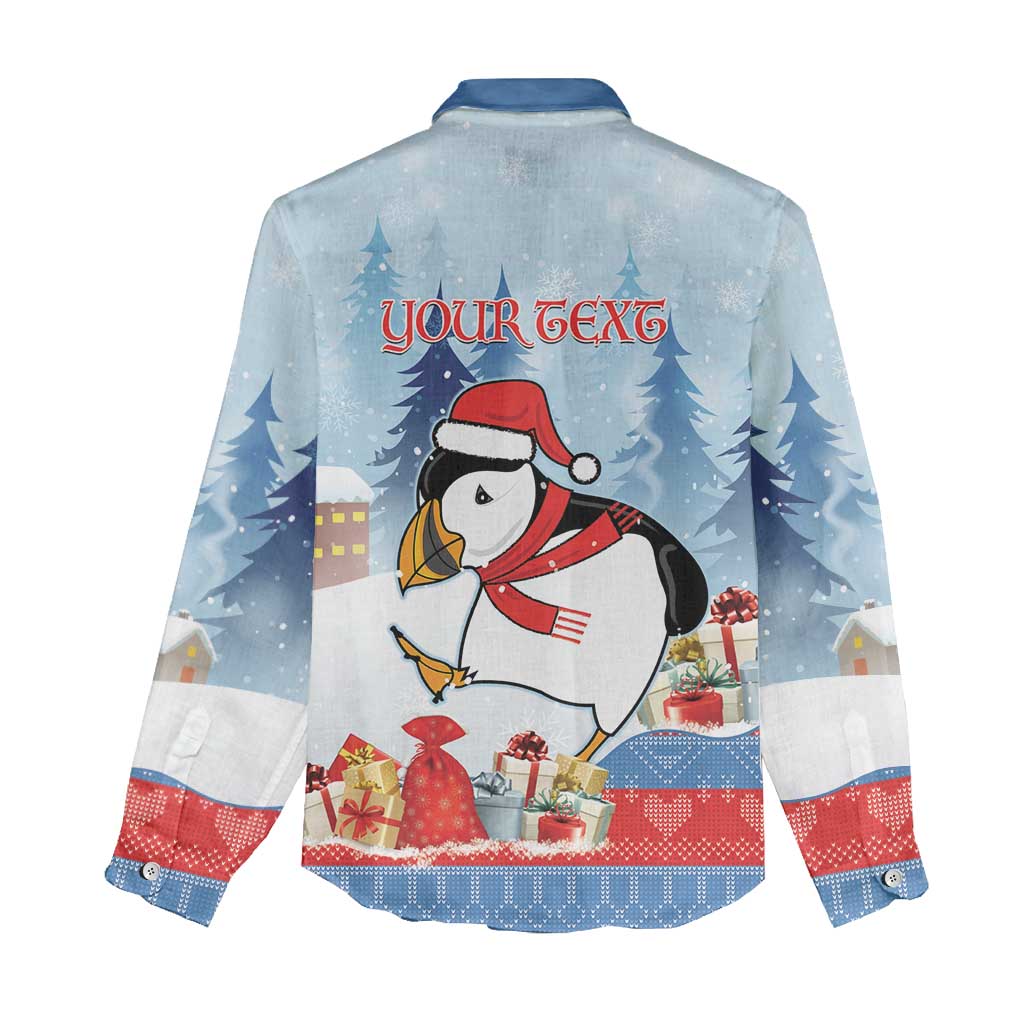 Personalised Puffin Iceland Christmas Women Casual Shirt Merry Xmas Winter Vibes - Wonder Print Shop