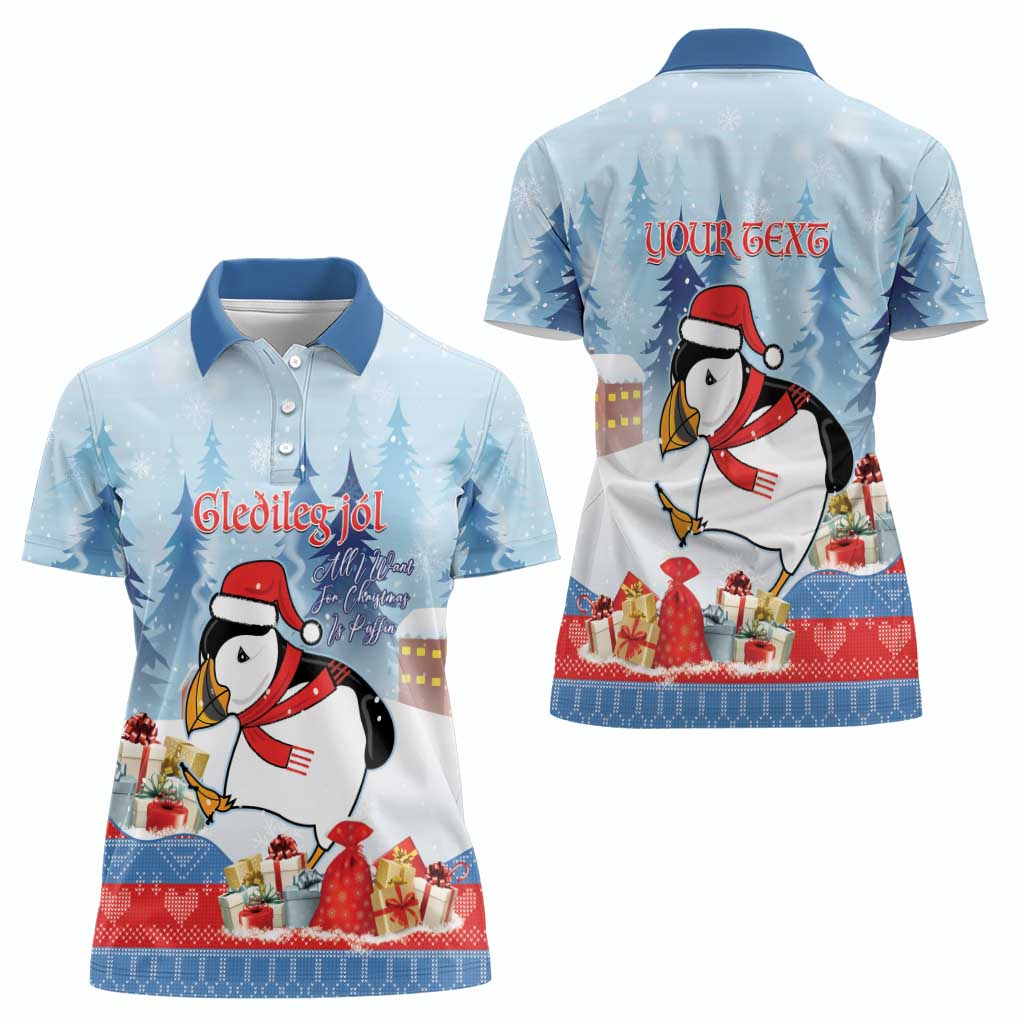 Personalised Puffin Iceland Christmas Women Polo Shirt Merry Xmas Winter Vibes - Wonder Print Shop