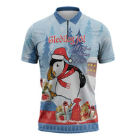 Personalised Puffin Iceland Christmas Zipper Polo Shirt Merry Xmas Winter Vibes - Wonder Print Shop