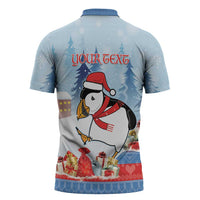 Personalised Puffin Iceland Christmas Zipper Polo Shirt Merry Xmas Winter Vibes - Wonder Print Shop