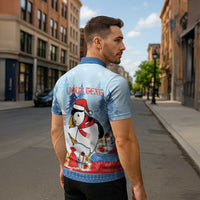 Personalised Puffin Iceland Christmas Zipper Polo Shirt Merry Xmas Winter Vibes - Wonder Print Shop