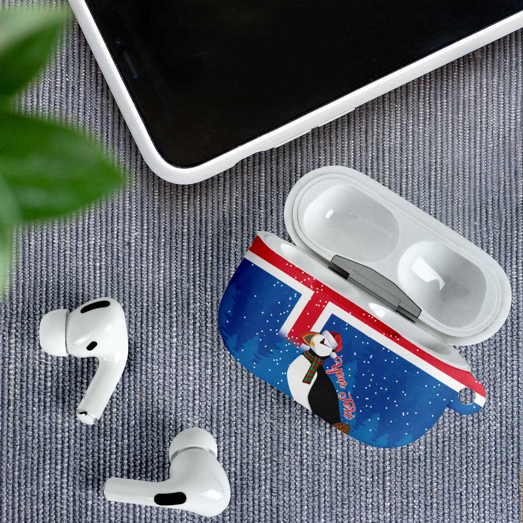 Personalised Iceland Christmas AirPods Case Puffin Santa Winter Flag Style - Wonder Print Shop