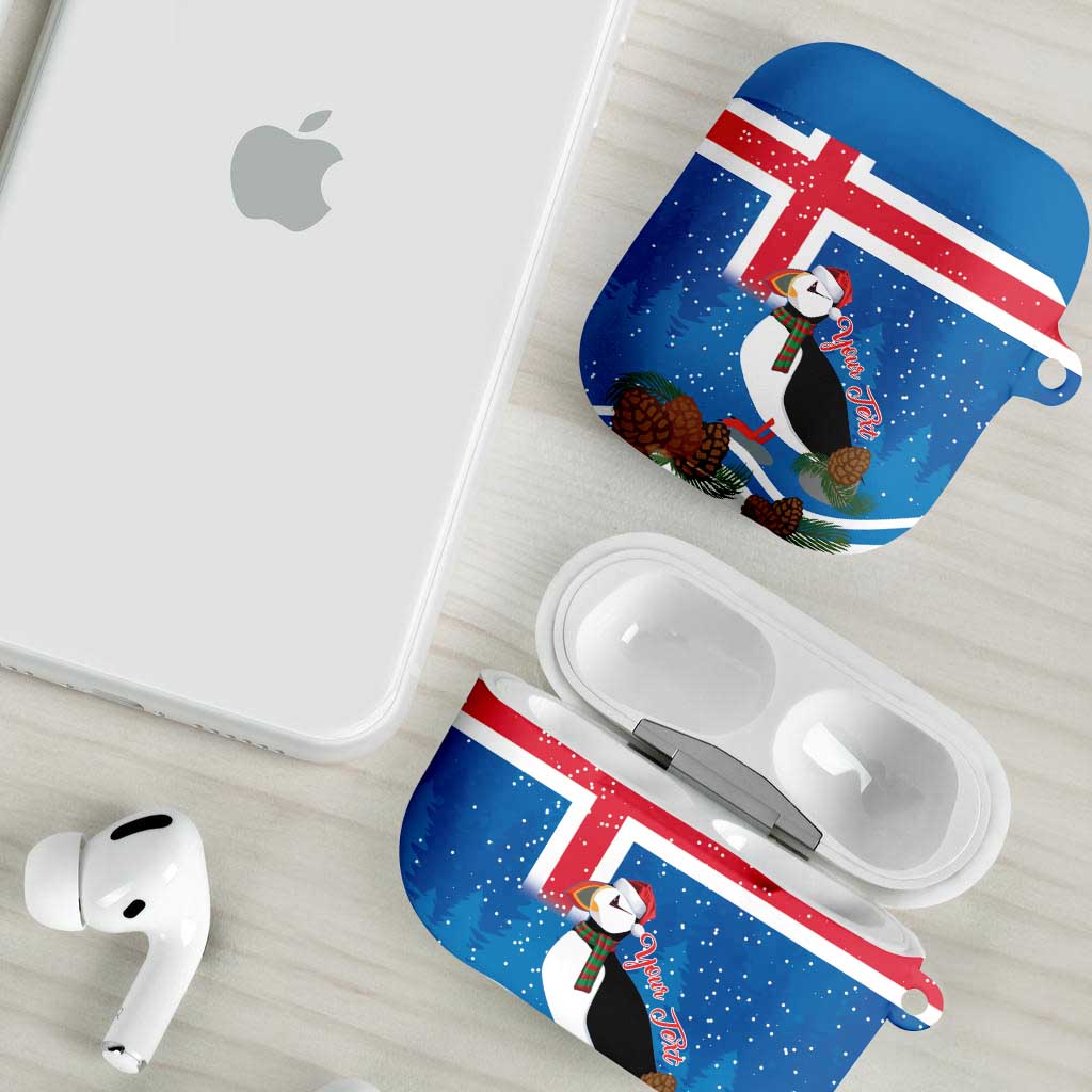 Personalised Iceland Christmas AirPods Case Puffin Santa Winter Flag Style - Wonder Print Shop