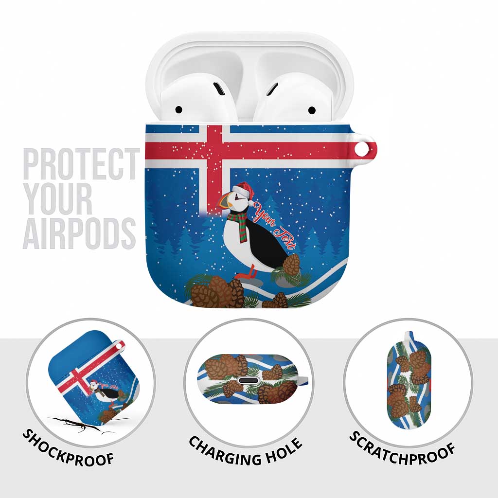 Personalised Iceland Christmas AirPods Case Puffin Santa Winter Flag Style - Wonder Print Shop
