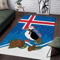 Personalised Iceland Christmas Area Rug Puffin Santa Winter Flag Style - Wonder Print Shop