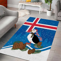 Personalised Iceland Christmas Area Rug Puffin Santa Winter Flag Style - Wonder Print Shop