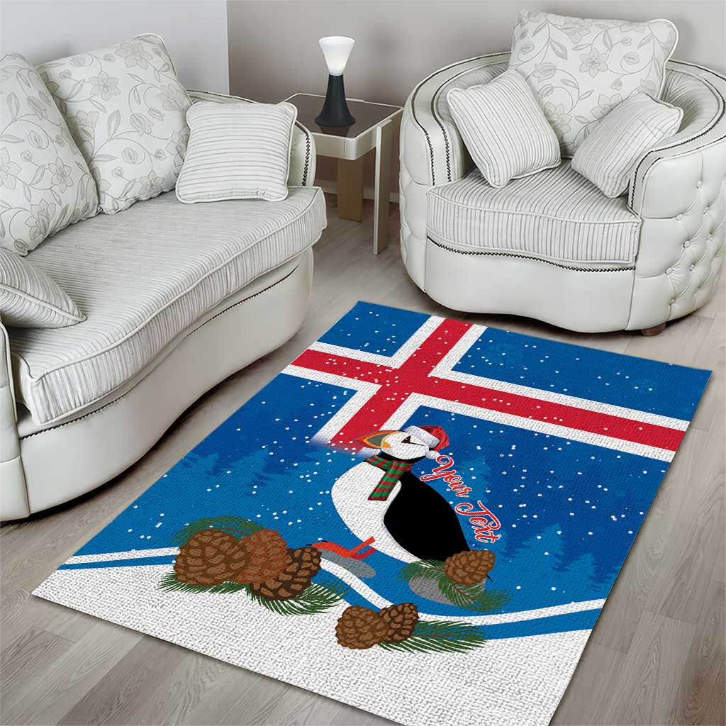 Personalised Iceland Christmas Area Rug Puffin Santa Winter Flag Style - Wonder Print Shop