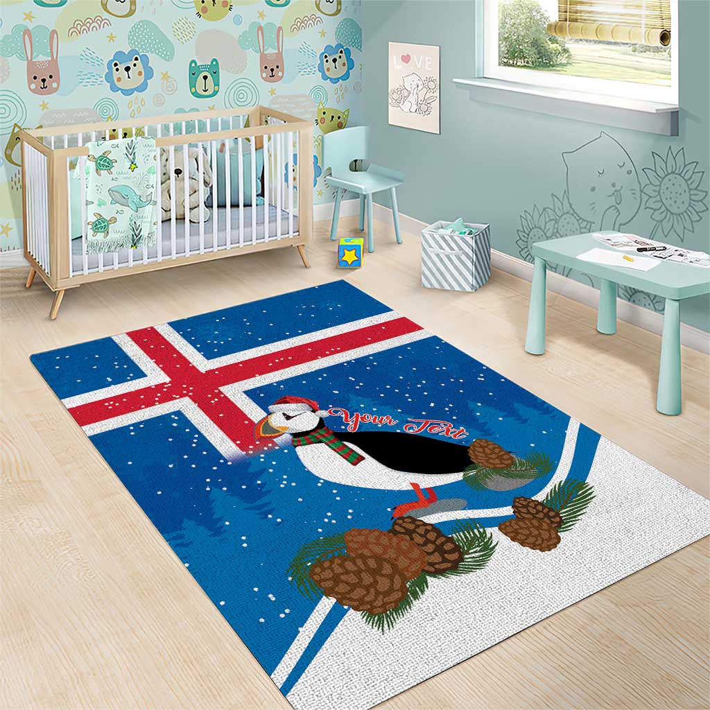 Personalised Iceland Christmas Area Rug Puffin Santa Winter Flag Style - Wonder Print Shop